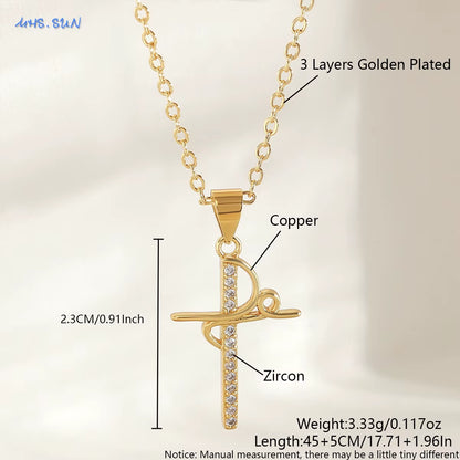 Cubic Zircon Rotatable Crown Cross Pendant Necklaces Classic Stainless Steel Chain Banquet Party Jewelry for Women Men