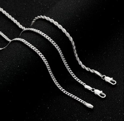 Fashionable Double Chain Set + Cross, Unisex - 3mm Layered Cuban Chain Necklace Set Minimalist Jewellery Gift 20-24 Inches Gift
