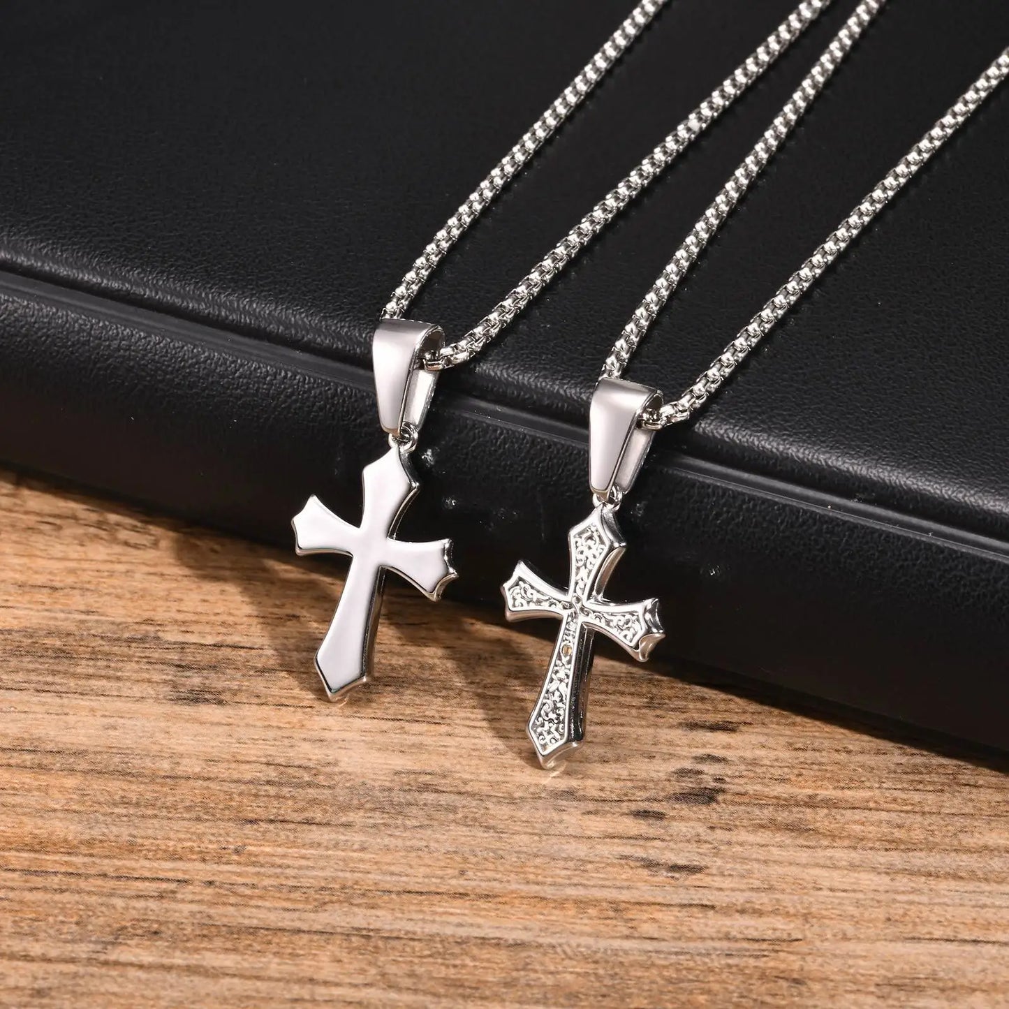 Small Stainless Steel Cross Necklaces, Retro Personality Pendant Accessories, Religion Faith Jewelry Gift