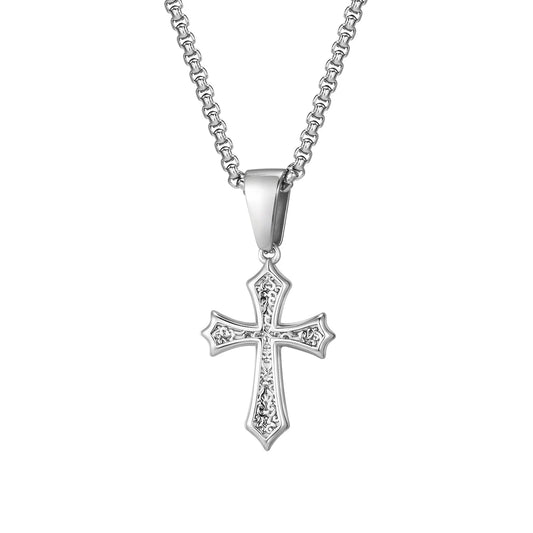 Small Stainless Steel Cross Necklaces, Retro Personality Pendant Accessories, Religion Faith Jewelry Gift