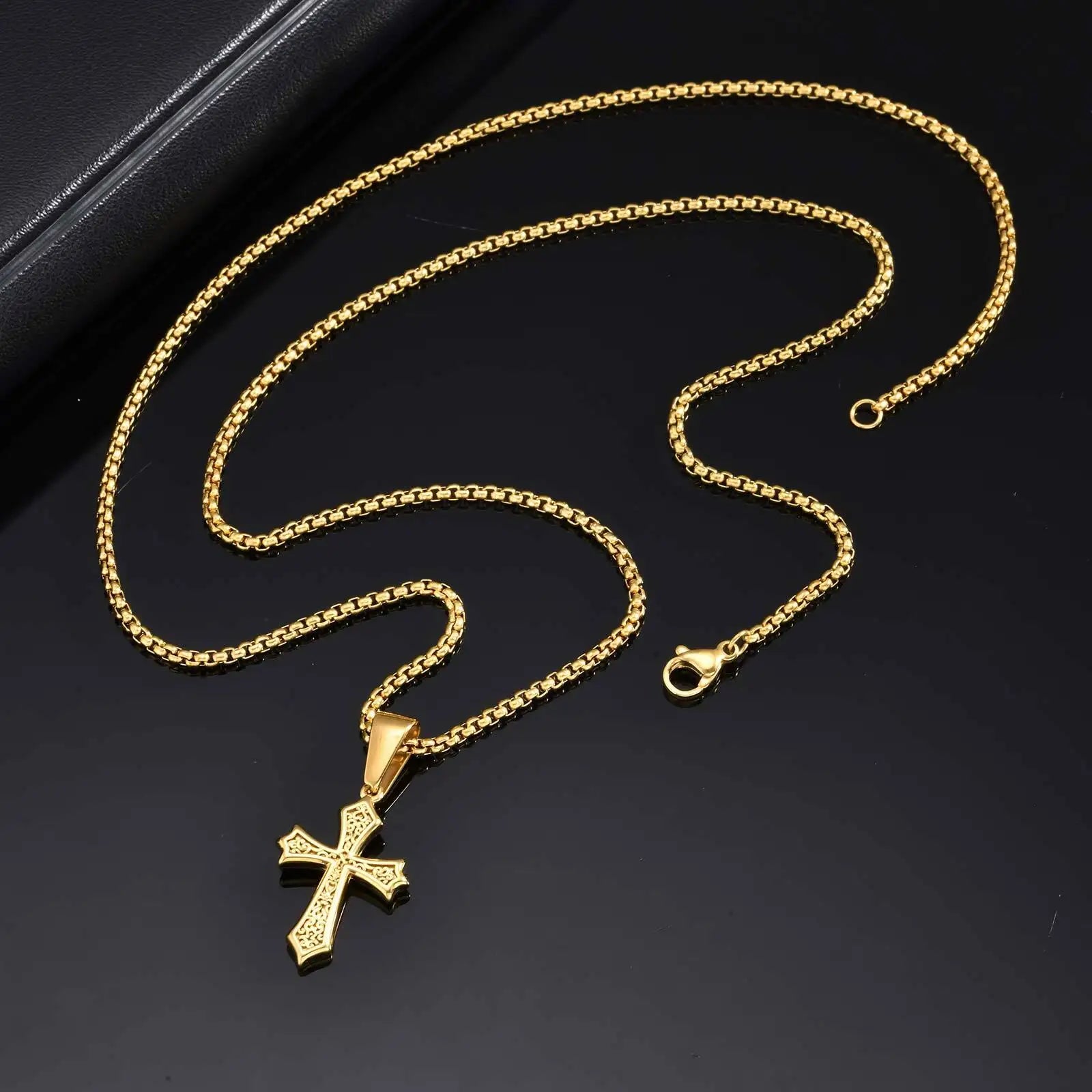 Small Stainless Steel Cross Necklaces, Retro Personality Pendant Accessories, Religion Faith Jewelry Gift