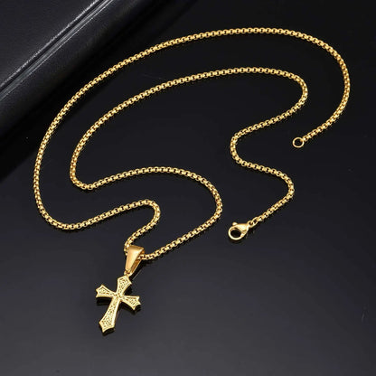 Small Stainless Steel Cross Necklaces, Retro Personality Pendant Accessories, Religion Faith Jewelry Gift