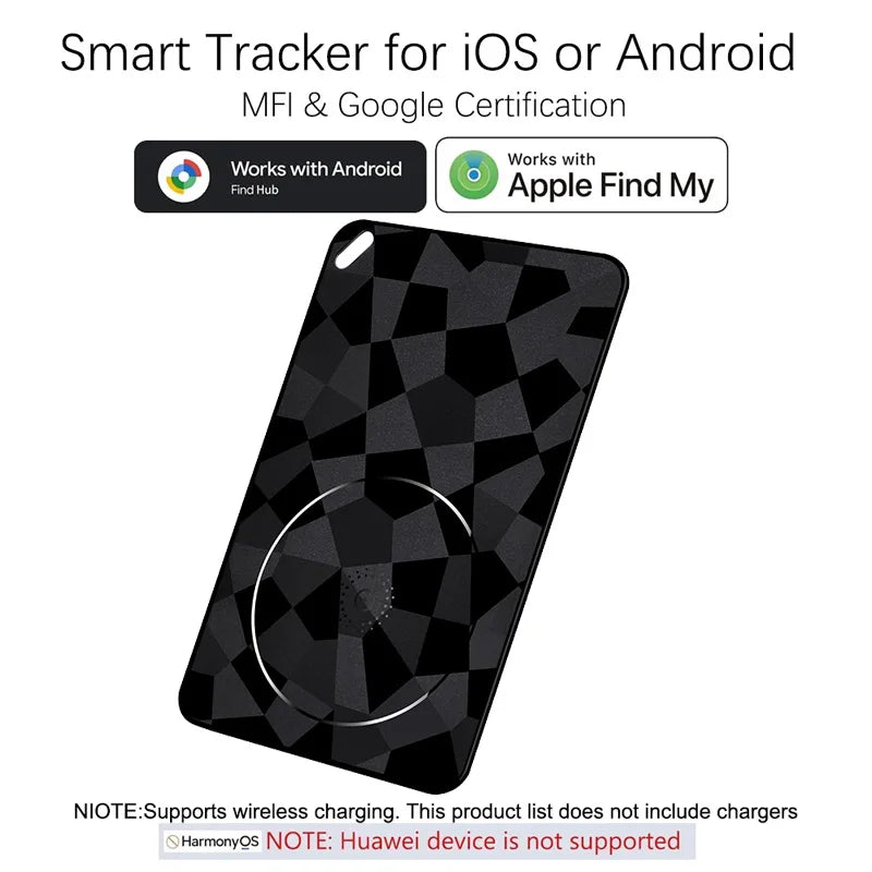 Dual System Wallet Tracker Smart Finder Works with Android Google Find Hub or IOS Apple Find My APP Item Locator for Luggage