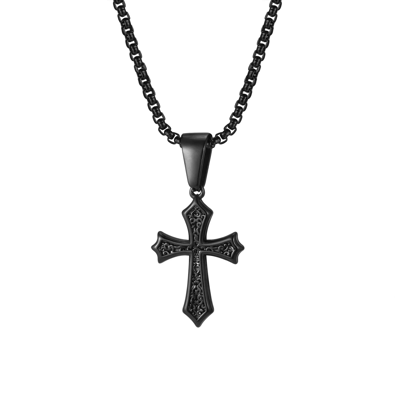 Small Stainless Steel Cross Necklaces, Retro Personality Pendant Accessories, Religion Faith Jewelry Gift