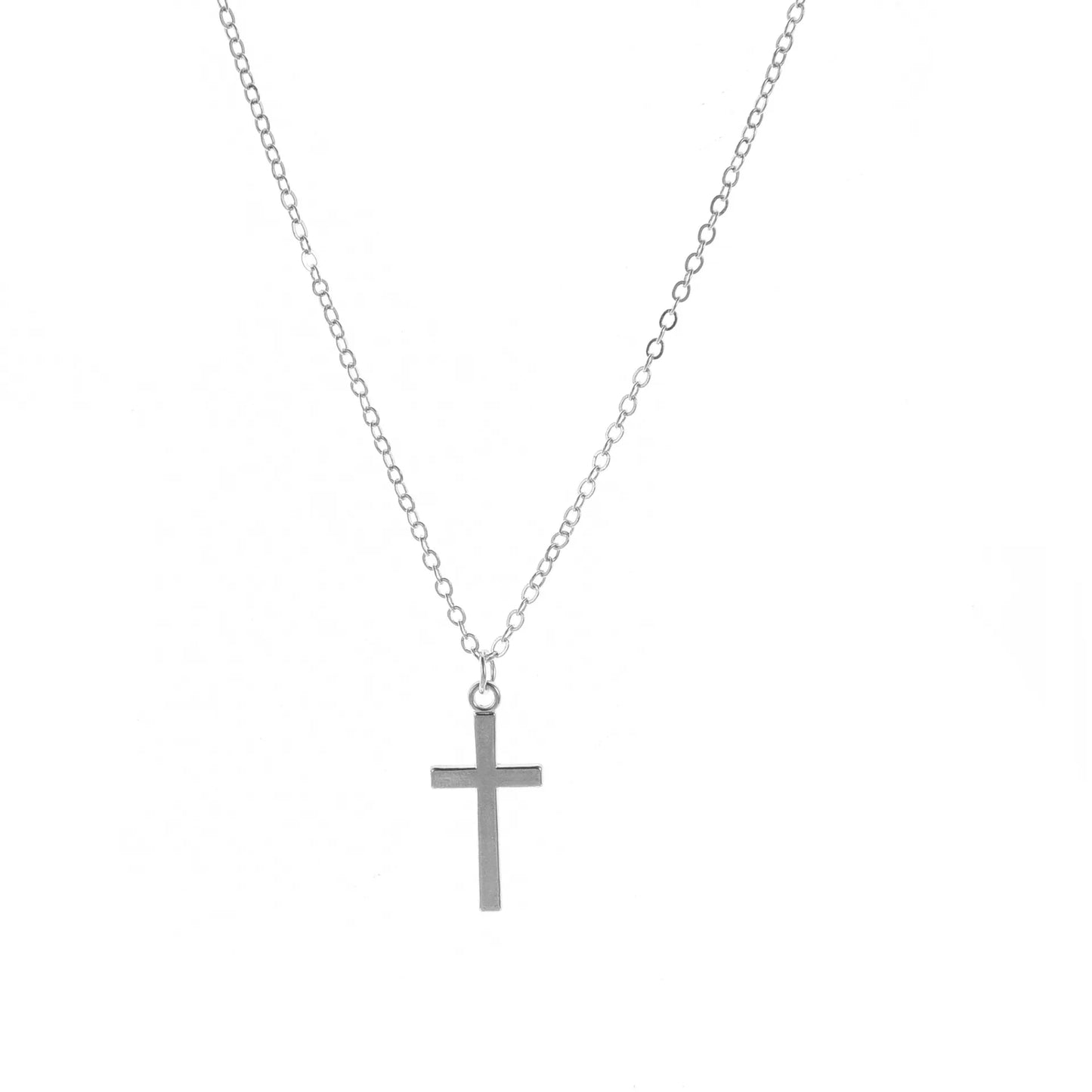 Unisex Rose Gold-Plated Cross Pendant Necklace - Versatile Choker & Sweater Chain for Religious Jewelry Enthusiasts