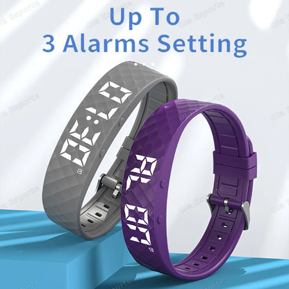 Vibrating Alarm Clock Watch Heavy Sleepers Silent Wake-Up Smart Bracelet Men Women Adjustable Wearable Vibration Wrist Band HW12