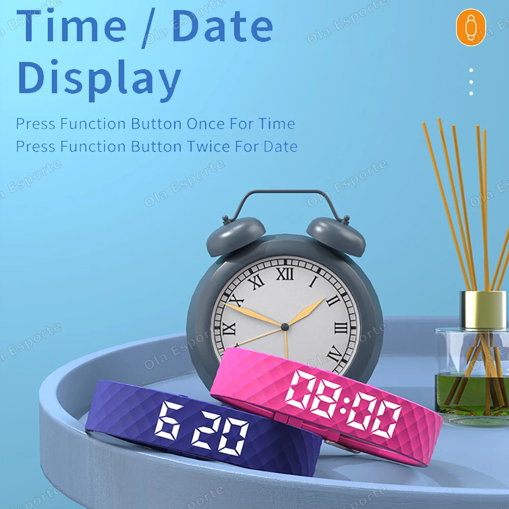 Vibrating Alarm Clock Watch Heavy Sleepers Silent Wake-Up Smart Bracelet Men Women Adjustable Wearable Vibration Wrist Band HW12