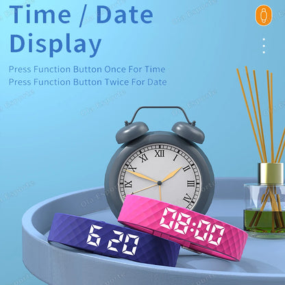 Vibrating Alarm Clock Watch Heavy Sleepers Silent Wake-Up Smart Bracelet Men Women Adjustable Wearable Vibration Wrist Band HW12