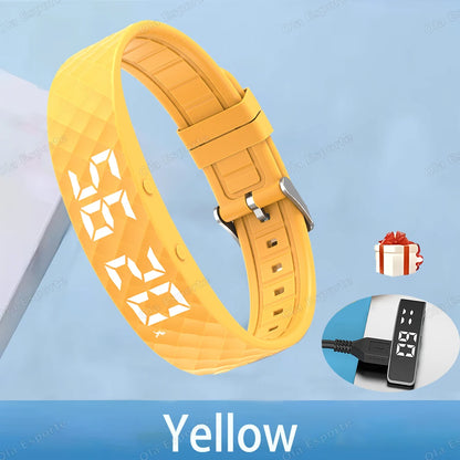 Vibrating Alarm Clock Watch Heavy Sleepers Silent Wake-Up Smart Bracelet Men Women Adjustable Wearable Vibration Wrist Band HW12