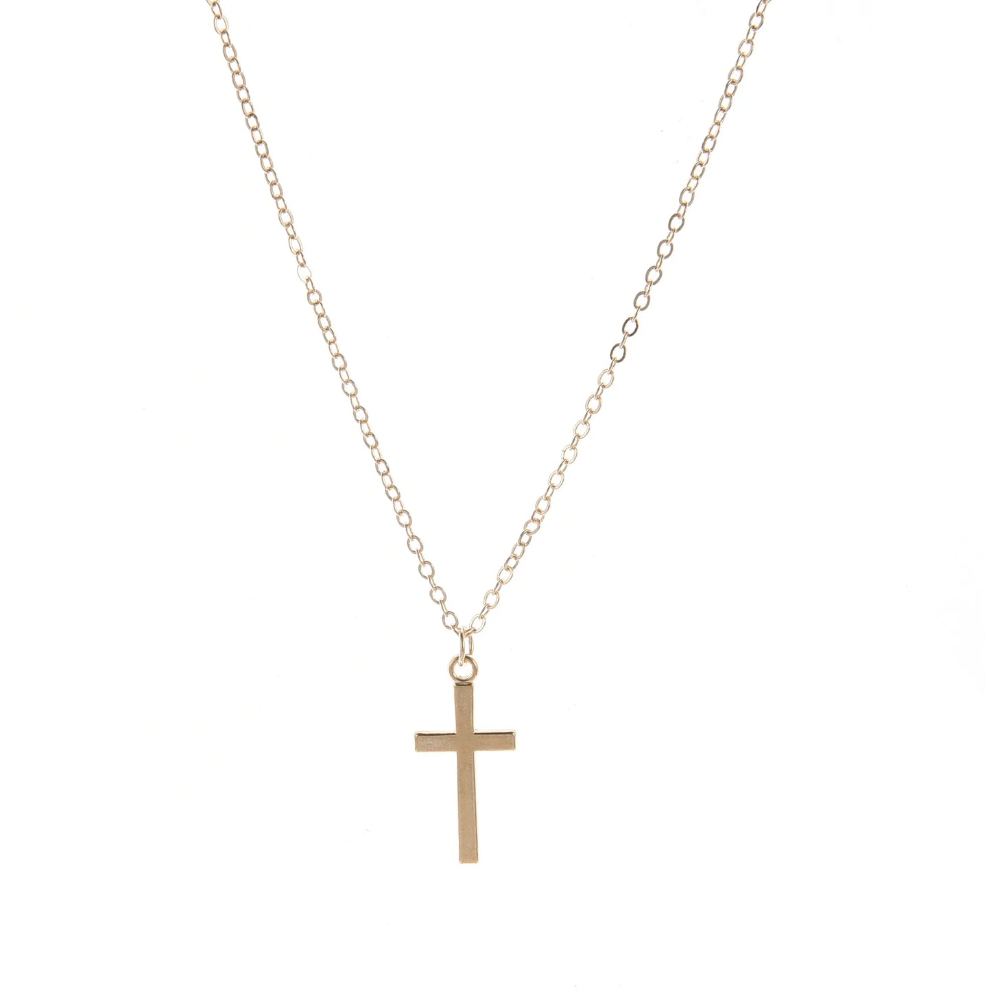 Unisex Rose Gold-Plated Cross Pendant Necklace - Versatile Choker & Sweater Chain for Religious Jewelry Enthusiasts