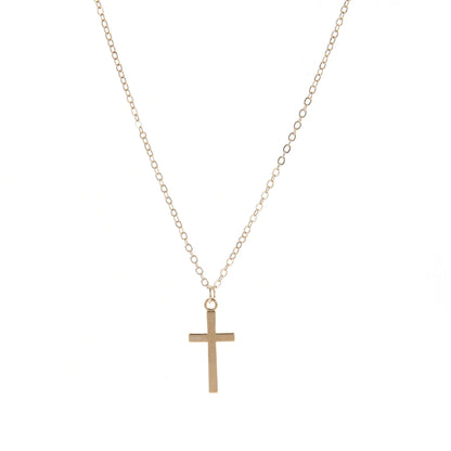 Unisex Rose Gold-Plated Cross Pendant Necklace - Versatile Choker & Sweater Chain for Religious Jewelry Enthusiasts