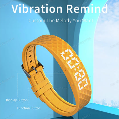 Vibrating Alarm Clock Watch Heavy Sleepers Silent Wake-Up Smart Bracelet Men Women Adjustable Wearable Vibration Wrist Band HW12
