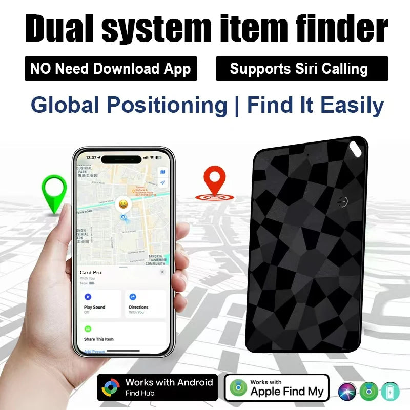 Dual System Wallet Tracker Smart Finder Works with Android Google Find Hub or IOS Apple Find My APP Item Locator for Luggage